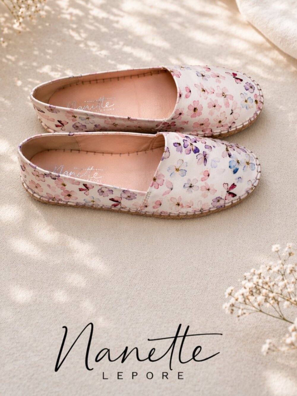 Nanette Lepore Floral Espadrille Slip On Flats Womens Size 7 Casual Chic